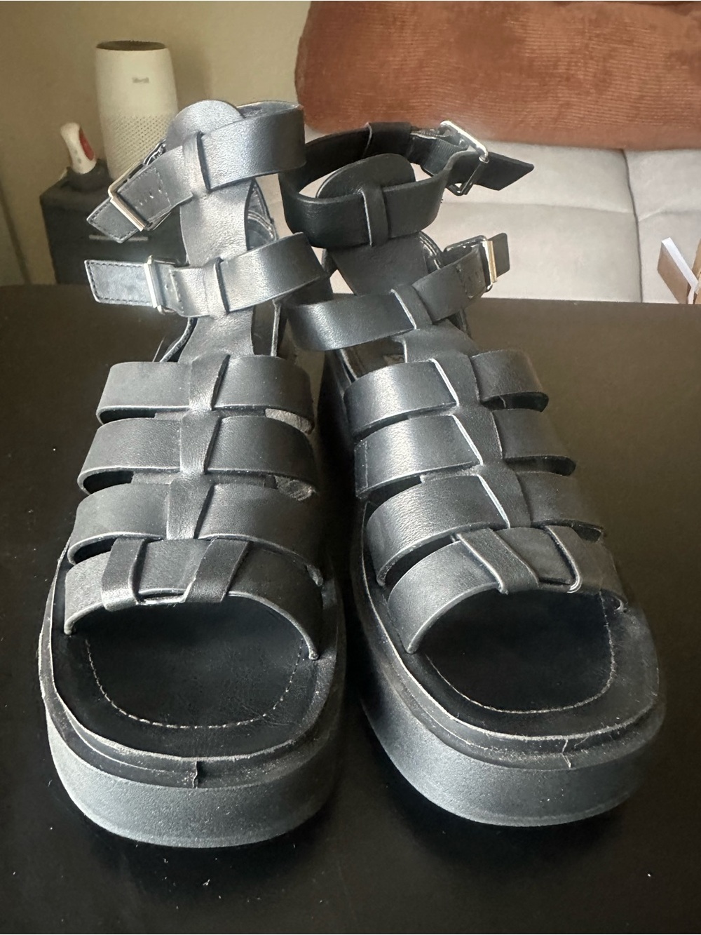 Steve Madden Black Platform gladiator Sandals